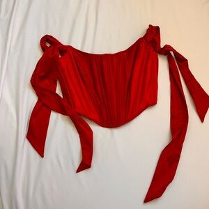 Victoria's Secret Red Tie-Shoulder Bustier Top